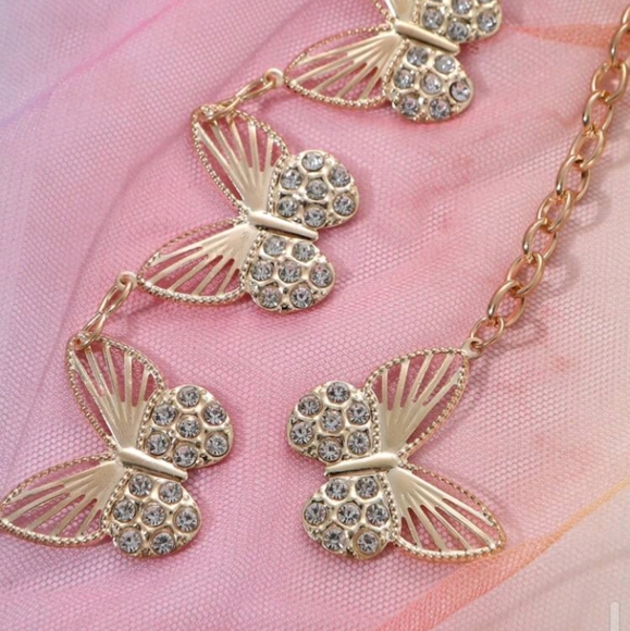 ButterflyMetallic Gold Rhinestone Belt - Picture 3 of 7